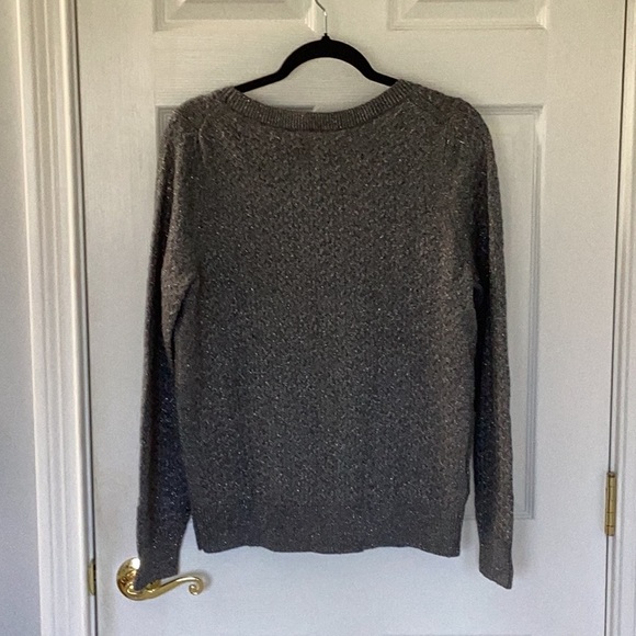 Loft by Ann Taylor NWT soft gray metallic cabled sweater - Picture 3 of 3